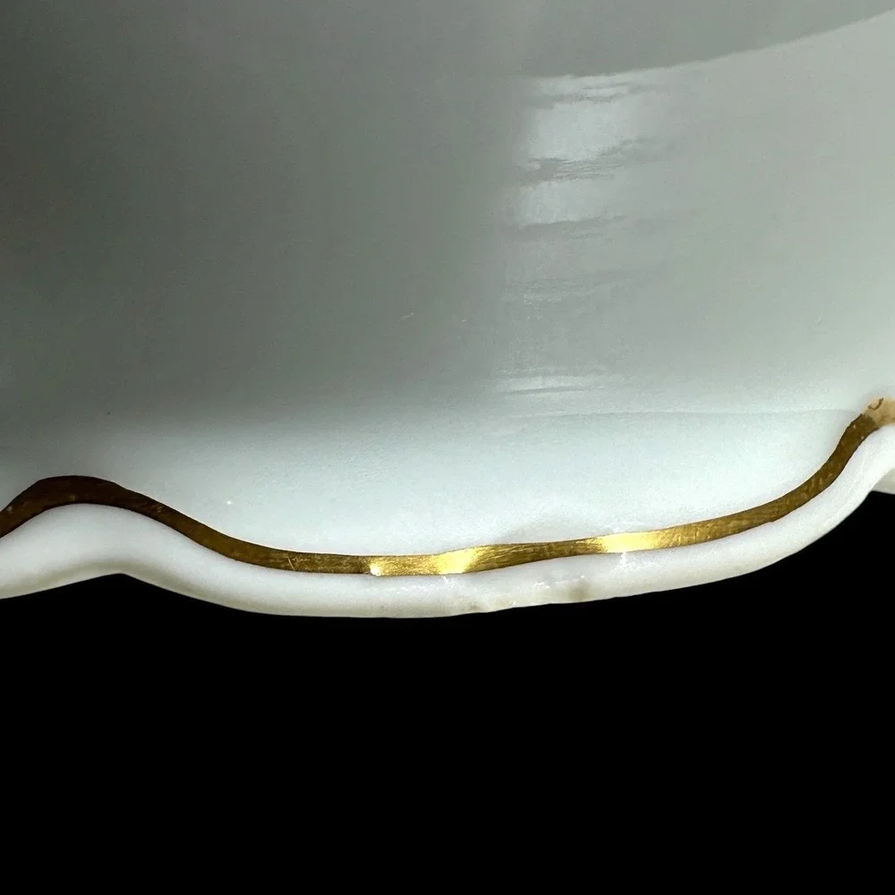 Vintage Epiag Royal Czechoslovakia White Porcelain Gold Trim Sugar & Creamer Set